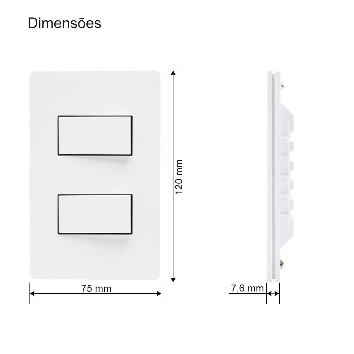 2 Interruptores Paralelos 4x2 10a Branco Infiniti Margirius Cor:branco - 3