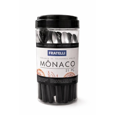Conjunto de Talheres Mônaco 21 Peças - Preta