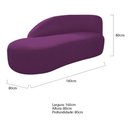 Ver imagem 2 de Divã Recamier Curvo Luna 160cm Lado Esquerdo Suede Cor Roxo