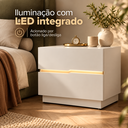 Ver imagem 6 de Kit 2 Mesa Cabeceira Lateral 60cm Branco com LED Integrado 2 Gavetas Lumiar
