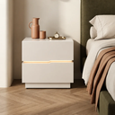 Ver imagem 4 de Kit 2 Mesa Cabeceira Lateral 60cm Branco com LED Integrado 2 Gavetas Lumiar