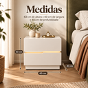 Ver imagem 3 de Kit 2 Mesa Cabeceira Lateral 60cm Branco com LED Integrado 2 Gavetas Lumiar