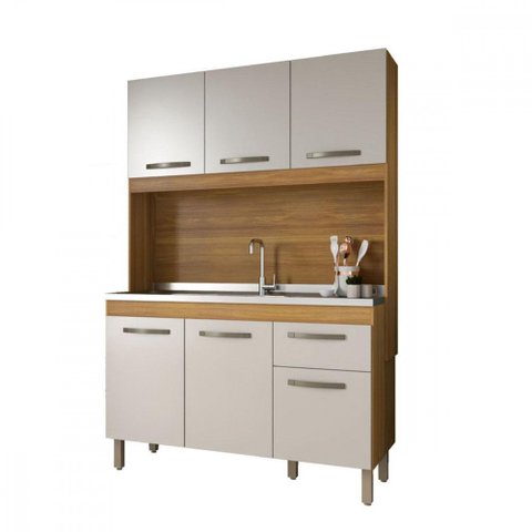 Cozinha Compacta Roma - 6 Portas 1 Gaveta Corrediça Metálica Mdf - Fiorello