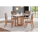 Ver imagem 1 de Conjunto: Mesa Sala Jantar Natalí C/ Tampo Madeirado C/ Vidro Reto 120x80cm e 4 Cadeiras Milla