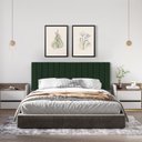 Ver imagem 1 de Cabeceira Viuva ou Solteirão Palito Estofada Suspensa para Quarto - 128 Cm - Verde Musgo Suede