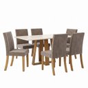 Ver imagem 3 de Conjunto Sala de Jantar Mesa Lisa 160cm Tampo de Vidro Canto Reto 6 Cadeiras Lily