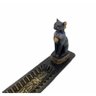 Incensário Régua Egípcio Bastet Preto e Dourado em Resina 26 cm - 2