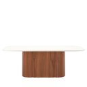 Ver imagem 1 de Mesa de Jantar Retangular C/ Vidro para 8 Lugares Kalina 219 Cm - Off White Fosco C/ Canella