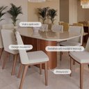 Ver imagem 2 de Mesa de Jantar Retangular C/ Vidro para 8 Lugares Kalina 219 Cm - Off White Fosco C/ Canella