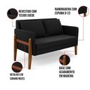 Ver imagem 4 de Namoradeira 2 Lugares Lana Suede Preto Base de Madeira - D'rossi