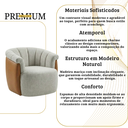 Ver mais imagens de Poltrona Decorativa Giratória Luxuosa Linho Prata Escuro Detalhe Courino Caramelo Montada Sala Hall