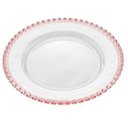 Ver imagem 1 de Prato Sobremesa de Cristal Coração Borda Rosa Lyor 20cm