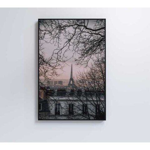 Quadro Torre Eiffel Neblina - 80x120 - Adesivo Fotográfico