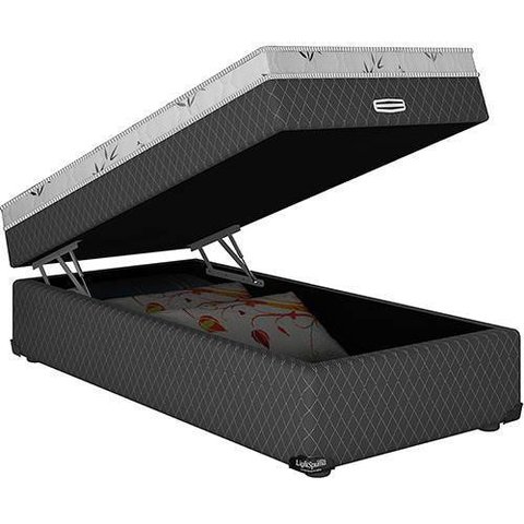 BOX BAU CONJUGADA ESPUMA DUPLA SOLTEIRO KING POLIESTER (110KG - 0.96X2.03X56):PRETO
