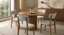 Ver imagem 2 de Conjunto 2 Cadeiras de Jantar Encosto Curvo Madeira Estofada Linho Sala:Linho Cinza Claro
