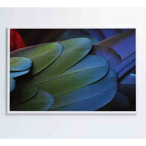 Quadro Penas Verdes - 120x80 - Tecido Canvas