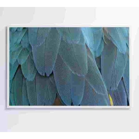 Quadro Penas Azuis - 120x80 - Vidro Impresso