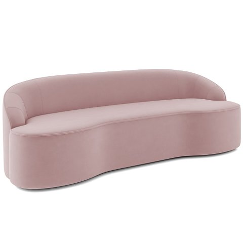 Sofá 4 Lugares Curvo Sala de Estar Living Lótus D02 Veludo Rosê 230 cm C-305 - Lyam Decor