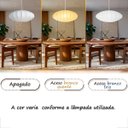 Ver mais imagens de Lustre Pendente Disco Tecido Branco 60cm Grande Acienda TEC16