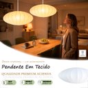 Ver imagem 2 de Lustre Pendente Disco Tecido Branco 60cm Grande Acienda TEC16