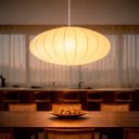 Ver imagem 1 de Lustre Pendente Disco Tecido Branco 60cm Grande Acienda TEC16