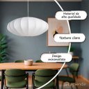 Ver imagem 3 de Lustre Pendente Disco Tecido Branco 60cm Grande Acienda TEC16