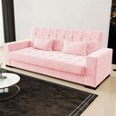 Ver imagem 1 de Sofá Cama Decorativo 210cm Pés em Madeira Beesley Suede Rosa G19 - Gran Belo