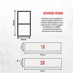 Prateleira Suspensa Estilo Industrial Moderna Escritório - 2