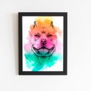 Ver imagem 1 de Quadro Pitbull Cachorro Tinta Aquarela Moldura 30x40cm