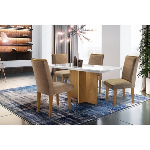 Conjunto Sala de Jantar Berlim com 4 Cadeiras Lunara Rufato