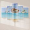 Kit quadro decorativo mosaico luxo 5 peças - Arca de Noé no mar - 4