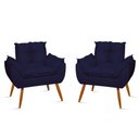 Ver imagem 1 de Kit 2 Cadeiras Poltronas Opala Suede Black:azul Marinho