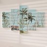 Kit quadro decorativo mosaico luxo 5 peças - Paisagem tropical chienoisrie vintage - 4