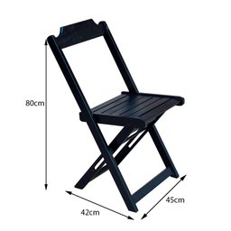 Jogo de Mesa Dobravel 70x70 em Madeira Padrão com 4 Cadeiras - Preto - 4