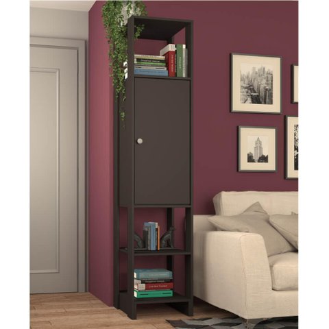 Estante Closet com 1 Porta e 3 Nichos - Grafite