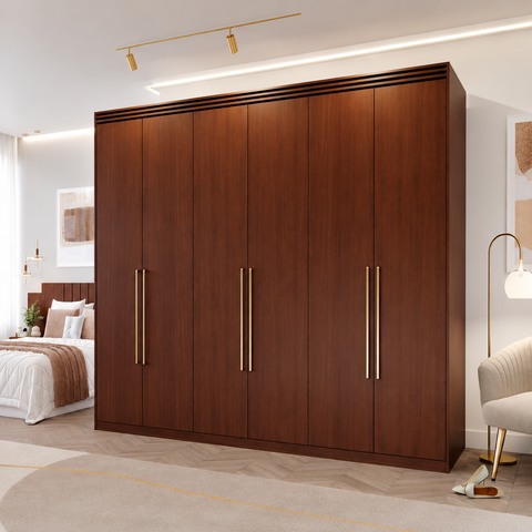 Guarda Roupa Carolina 6 Portas com Espelho Interno MDF Pm Home