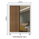 Ver imagem 4 de Guarda-roupa Solteiro Madesa Denver 2 Portas de Correr com Espelho com Pés - Branco/rustic