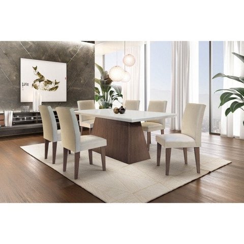 Conjunto Sala de Jantar Luna com 6 Cadeiras Grecia Rufato
