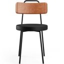 Ver imagem 6 de Kit 02 Cadeiras Decorativas Estofada Para Sala Jantar Barcelona L02 Couríssimo Camel Preto - Lyam