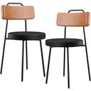 Ver imagem 1 de Kit 02 Cadeiras Decorativas Estofada Para Sala Jantar Barcelona L02 Couríssimo Camel Preto - Lyam