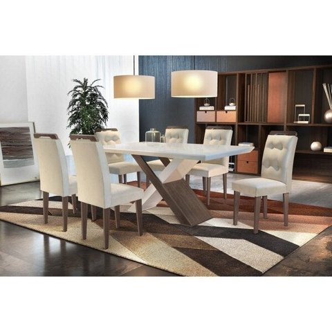 Conjunto Sala de Jantar com 6 Cadeiras Imperatriz Rufato