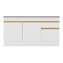 Ver imagem 5 de Balcão Cozinha Gabinete Pia 150cm com Rodapé 3 Portas 1 Gaveta Veneza Multimóveis V2115 Branco/doura