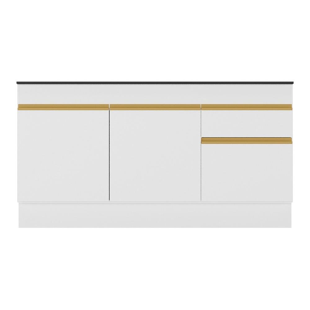 Balcão Cozinha Gabinete Pia 150cm com Rodapé 3 Portas 1 Gaveta Veneza Multimóveis V2115 Branco/Doura - 5