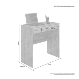 Escrivaninha 72cm 1 Gaveta com Chave Andorinha Jcm Móveis - 3