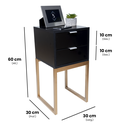 Ver imagem 2 de Mesa de Cabeceira Industrial Preto Eco 30cm com 2 Gavetas Base Dourada - Enviamos Montado