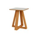 Ver imagem 2 de Mesa de Canto Auxiliar Quadrada 45cm x 45cm 100% MDF Dalla Costa Cor:Off White com Freijó