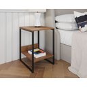 Ver imagem 1 de Mesa Cabeceira Industrial Tókio Base Ferro Preto Tampo Amêndoa