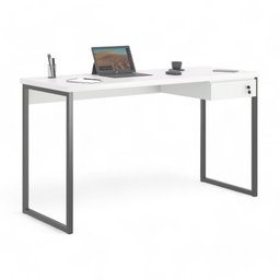 Mesa Home Office Escrivaninha Industriale 1,00 Branco com Gaveteiro - 1