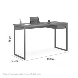 Mesa Home Office Escrivaninha Industriale 1,00 Branco com Gaveteiro - 3