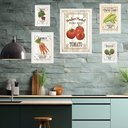 Ver imagem 1 de Kit Composição 5 Quadros Cozinha Vintage - com Vidro:moldura Branca